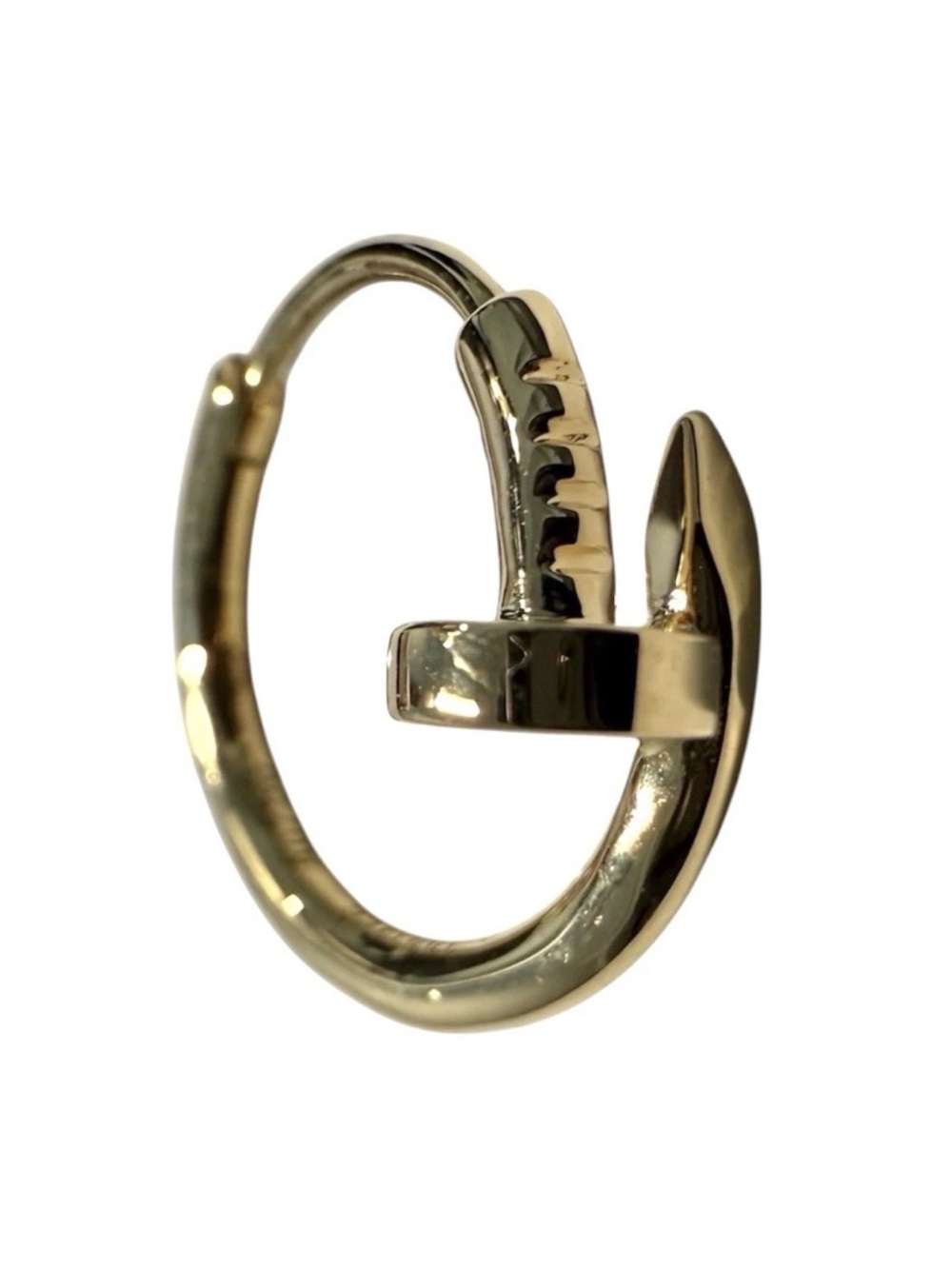 18k Yellow Gold Nail Shaped Mini Hoop Single Earring